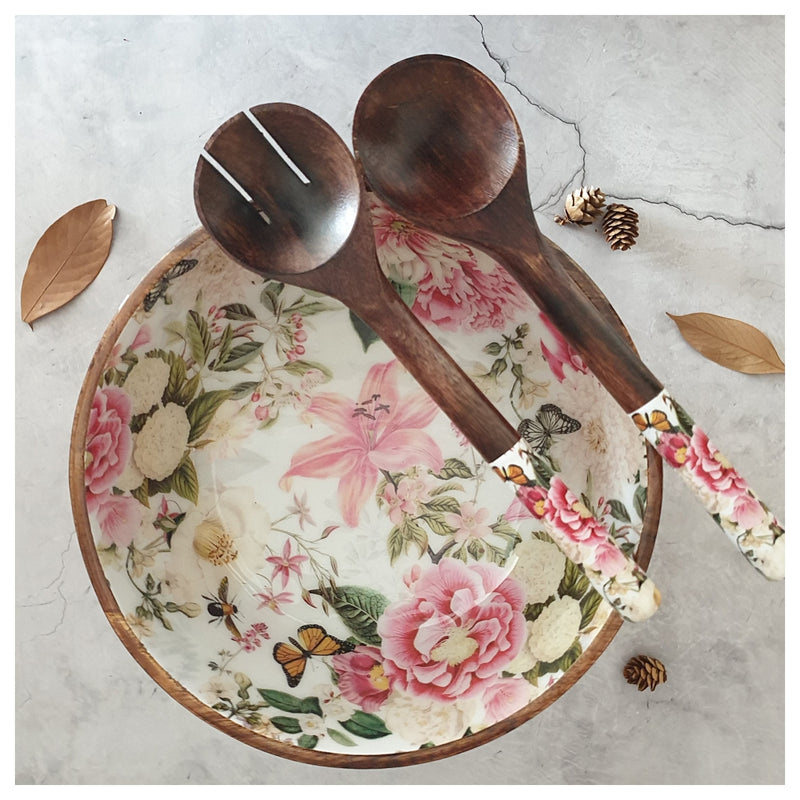 Salad Bowl - (X Large) - Wooden Servers - Alice in Wonderland
