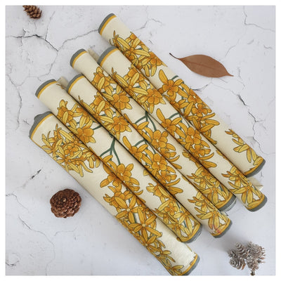 TABLEMATS & NAPKINS IN COTTON -  Yellow Blossom (Set of 6 each)