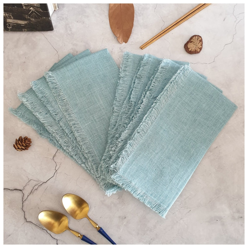 NAPKINS IN LINEN - FRAYED EDGES - NIGHT SKY (Set of 8)