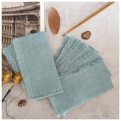 NAPKINS IN LINEN - FRAYED EDGES - NIGHT SKY (Set of 8)