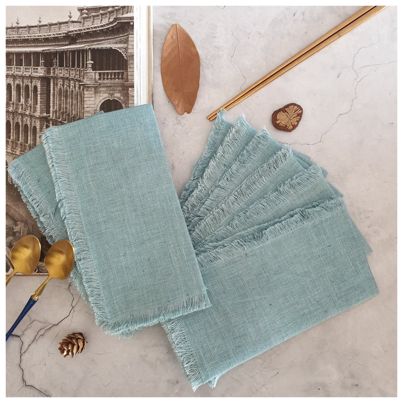 NAPKINS IN LINEN - FRAYED EDGES - NIGHT SKY (Set of 8)