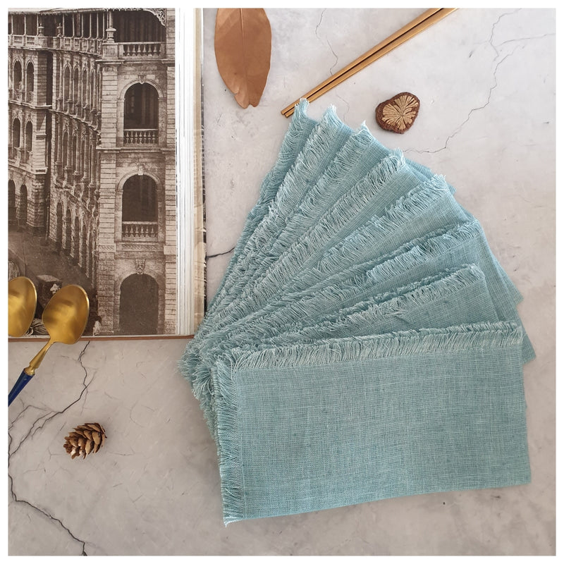NAPKINS IN LINEN - FRAYED EDGES - NIGHT SKY (Set of 8)