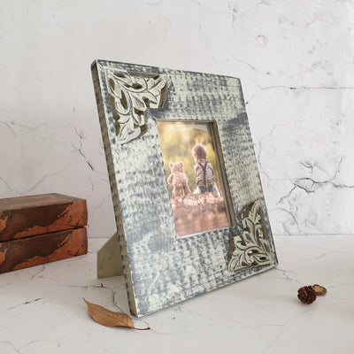 Photo Frame - Distress Green - Sides Carved
