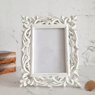 Photo Frame - Distress White - Carved (no border)