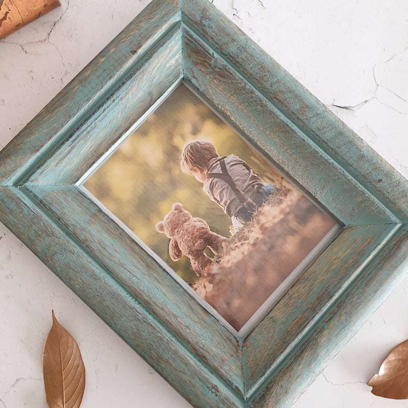 Photo Frame - Distress Blue - Solid