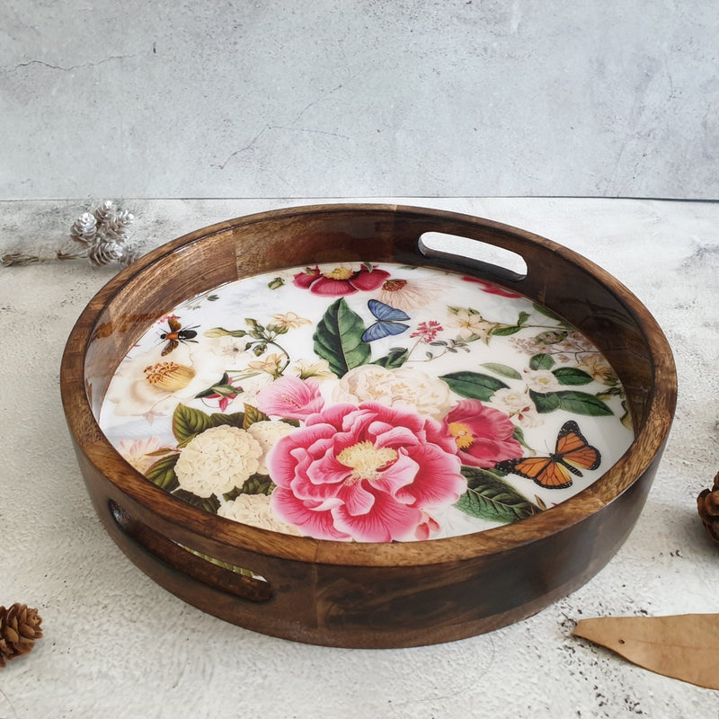 SERVING TRAY WITH HANDLE CUTS - ROUND - ALICE IN WONDERLAND