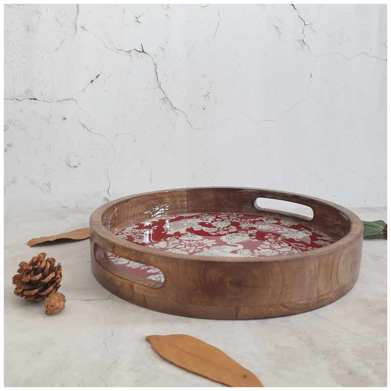 SERVING TRAY WITH HANDLE CUTS - ROUND - ELE