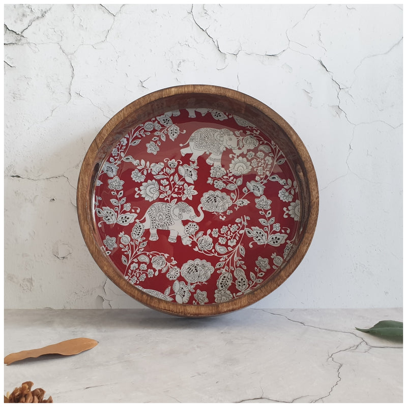 SERVING TRAY WITH HANDLE CUTS - ROUND - ELE