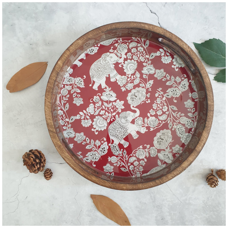 SERVING TRAY WITH HANDLE CUTS - ROUND - ELE