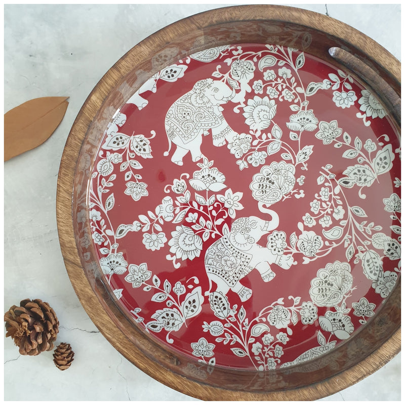 SERVING TRAY WITH HANDLE CUTS - ROUND - ELE