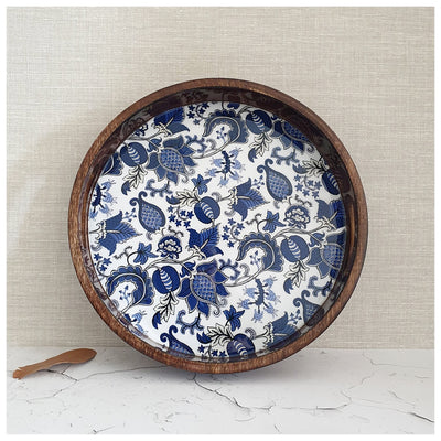 SERVING TRAY WITH HANDLE CUTS - ROUND - ACORN