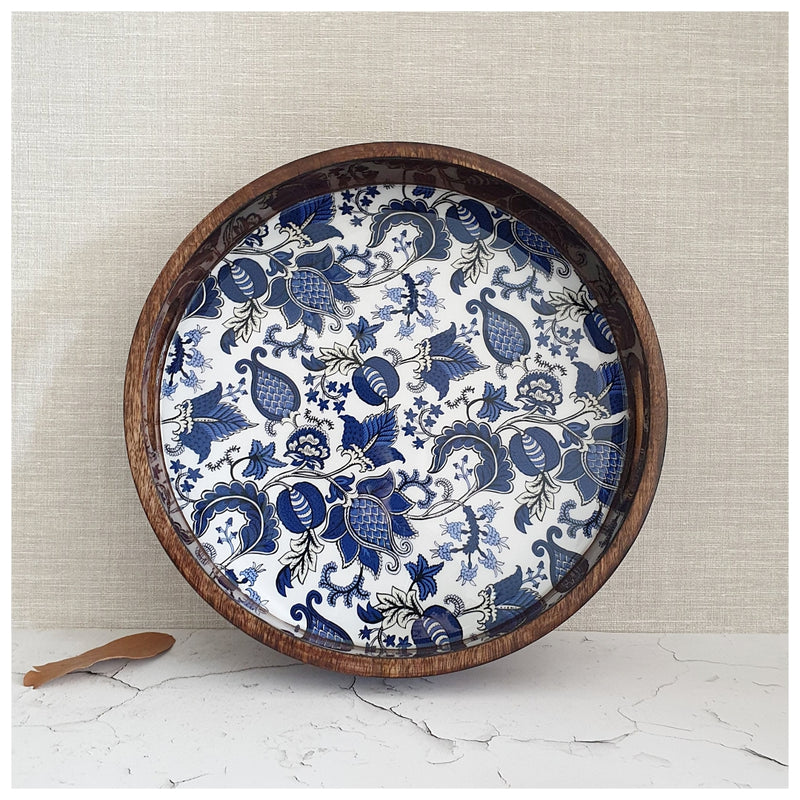 SERVING TRAY WITH HANDLE CUTS - ROUND - ACORN
