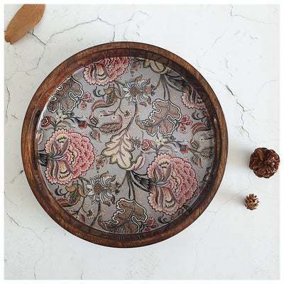 SERVING TRAY WITH HANDLE CUTS - ROUND - JAIPUR