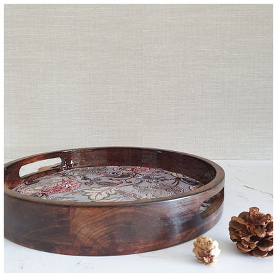SERVING TRAY WITH HANDLE CUTS - ROUND - JAIPUR