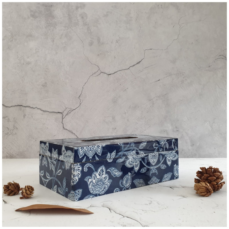 Tissue Box - Cotton Blue