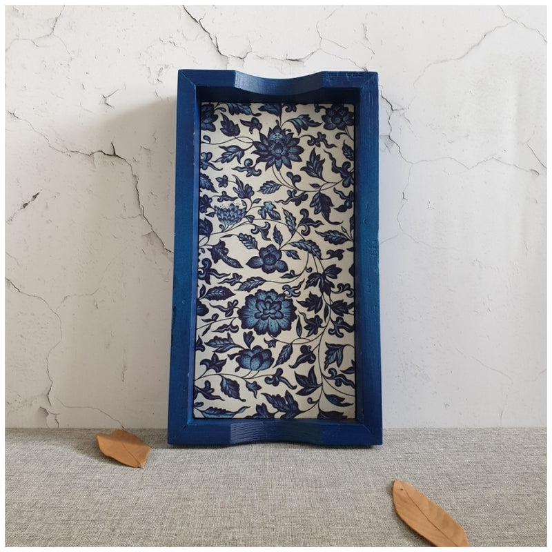 Serving Tray - Rectangle - Small - Indigo Blue Floral