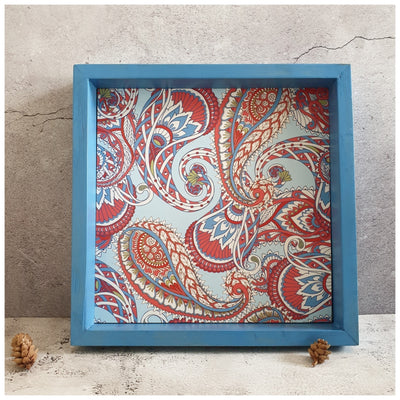 Serving Tray - Square - Medium - Floral Paisley - Blue