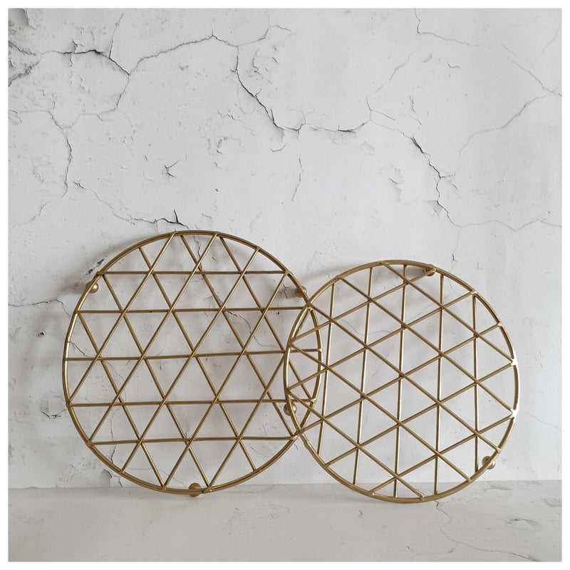 TRIVETS - METAL - ROUND (Set of 2 1 Big, 1 Small) - GOLD