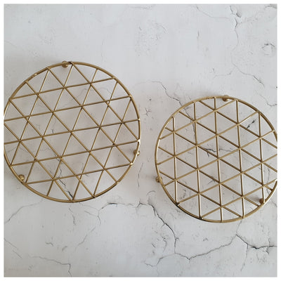 TRIVETS - METAL - ROUND (Set of 2 1 Big, 1 Small) - GOLD