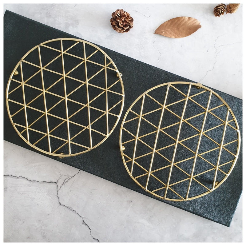 TRIVETS - METAL - ROUND (Set of 2) - GOLD