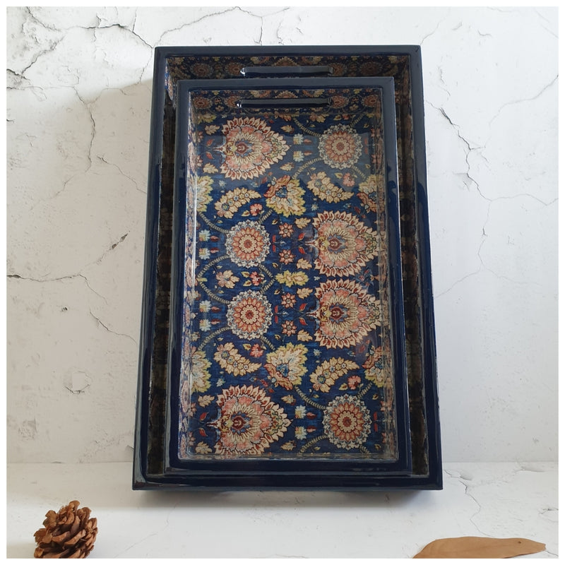 SERVING TRAY - RECTANGLE  - Set of 2 - Blue Popular