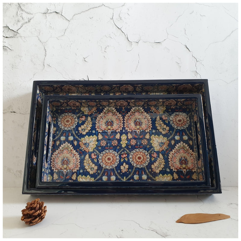 SERVING TRAY - RECTANGLE  - Set of 2 - Blue Popular