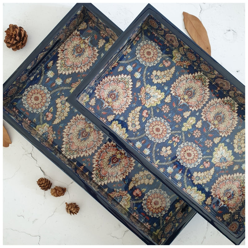 SERVING TRAY - RECTANGLE  - Set of 2 - Blue Popular