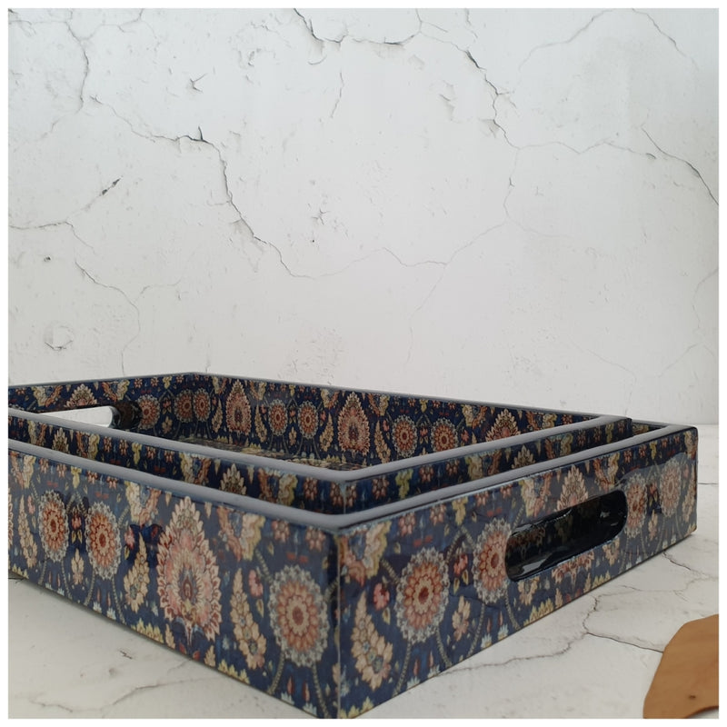 SERVING TRAY - RECTANGLE  - Set of 2 - Blue Popular
