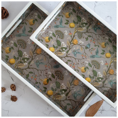 SERVING TRAY - RECTANGLE  - Set of 2 - Humming Bird