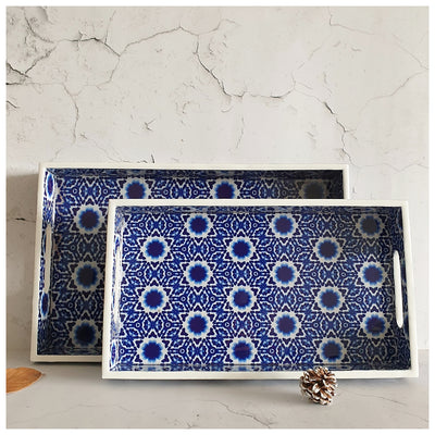 SERVING TRAY - RECTANGLE  - Set of 2 - Shibori