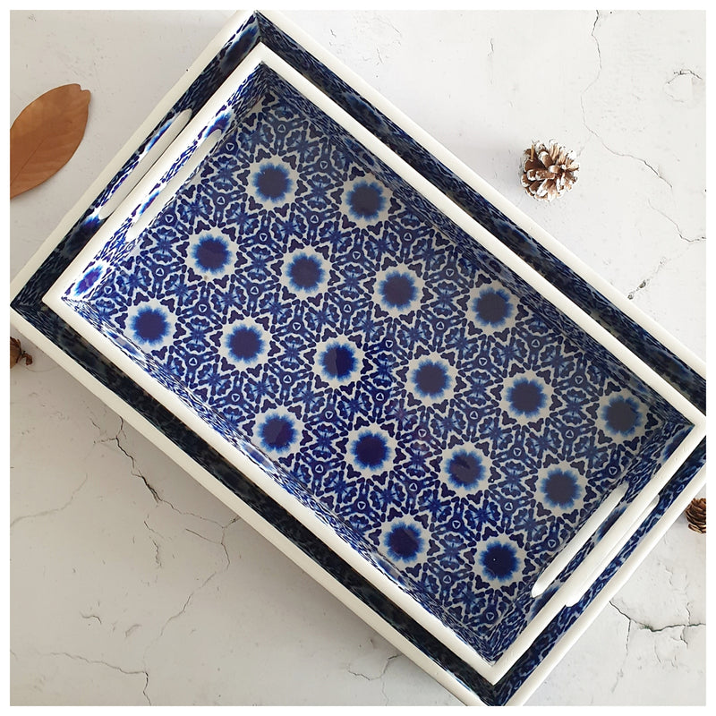 SERVING TRAY - RECTANGLE  - Set of 2 - Shibori