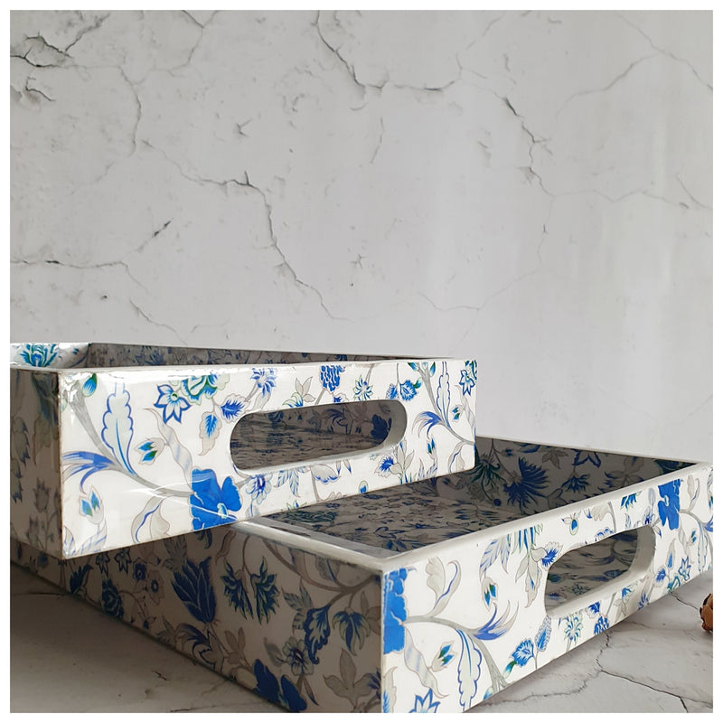 SERVING TRAY - RECTANGLE  - Set of 2 - Caribbean Floral