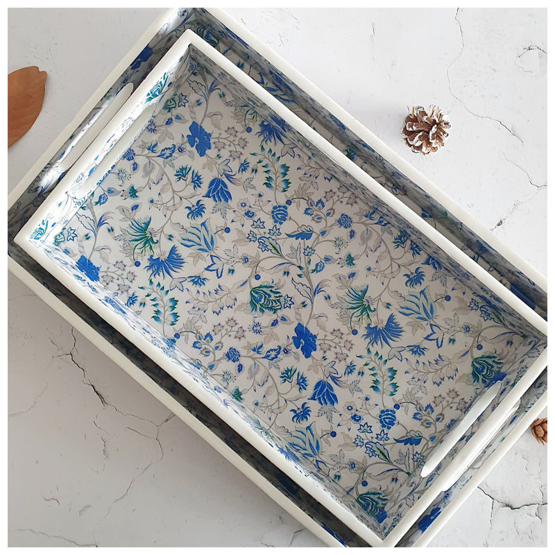 SERVING TRAY - RECTANGLE  - Set of 2 - Caribbean Floral