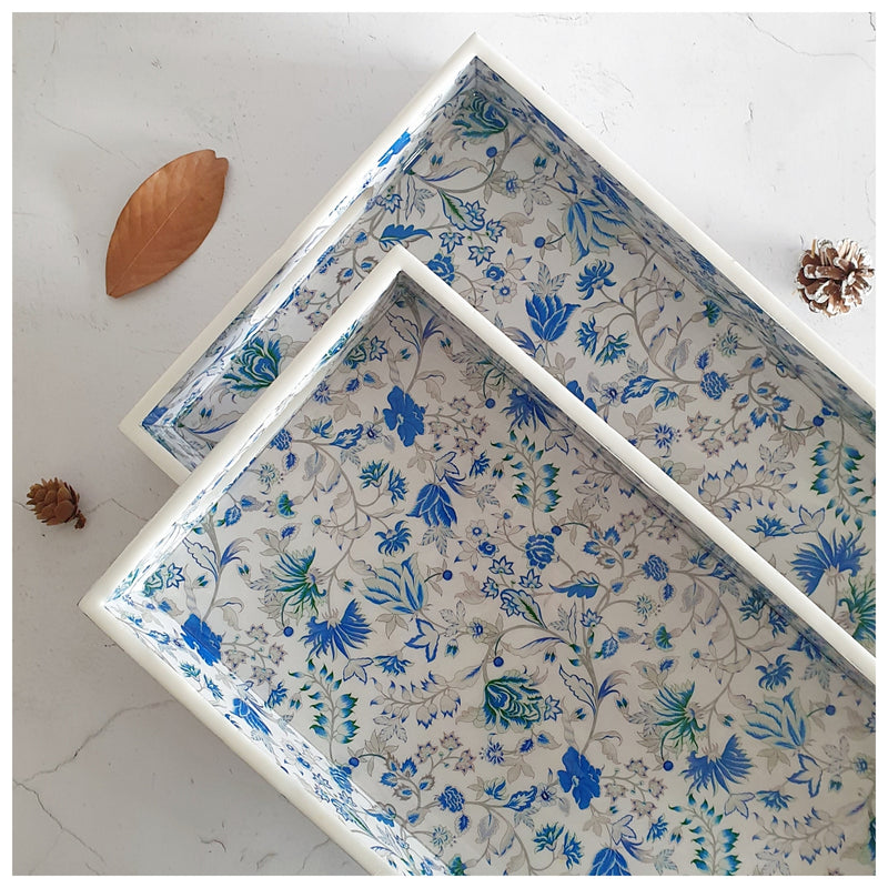 SERVING TRAY - RECTANGLE  - Set of 2 - Caribbean Floral