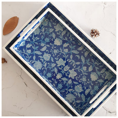 SERVING TRAY - RECTANGLE  - Set of 2 - Cotton Blue
