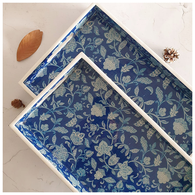 SERVING TRAY - RECTANGLE  - Set of 2 - Cotton Blue