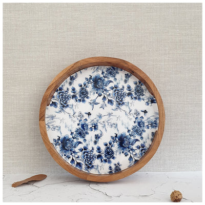 SERVING TRAY WITH SLIT HANDLE CUTS - ROUND - ENCHANTED WHITE