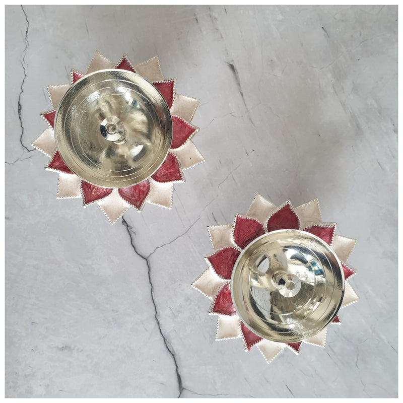 Diya - Silver Plated - Rose - Set of 2