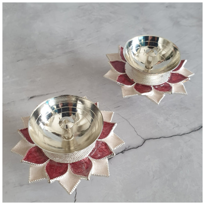 Diya - Silver Plated - Rose - Set of 2