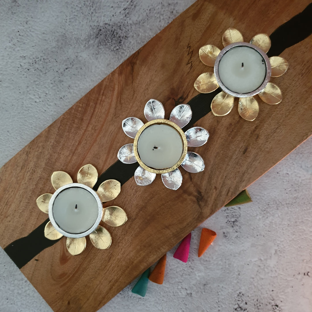 Tea Light Holder - Gold &amp; Silver Plated - Set of 3