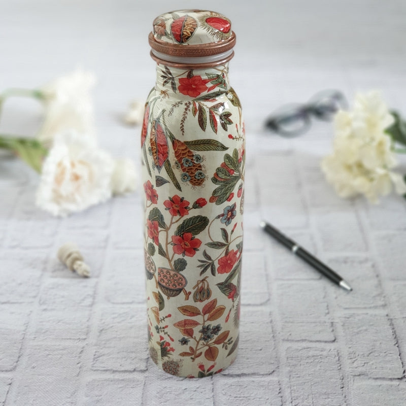 Copper Bottle 950 ml - Earthy Traditional Floral Themed