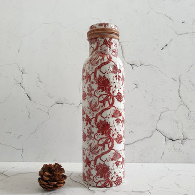 Copper Bottle 950 ML - Tree of Life (Red)