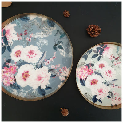 Metal Platter & Tray (Round, Set of 2) - Desert Rose