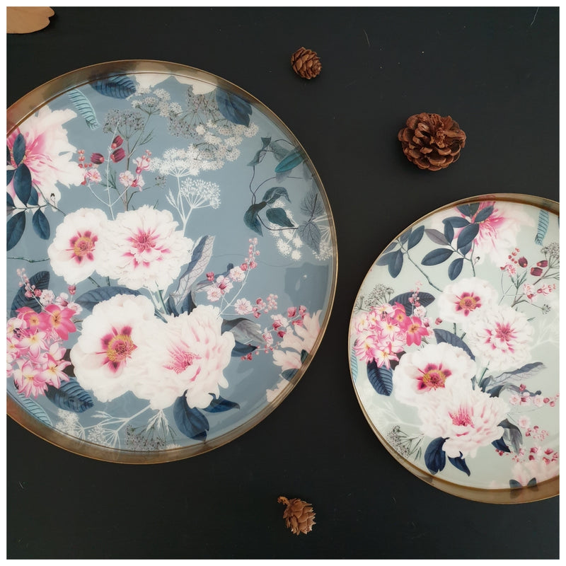 Metal Platter & Tray (Round, Set of 2) - Desert Rose