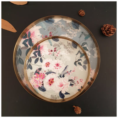 Metal Platter & Tray (Round, Set of 2) - Desert Rose