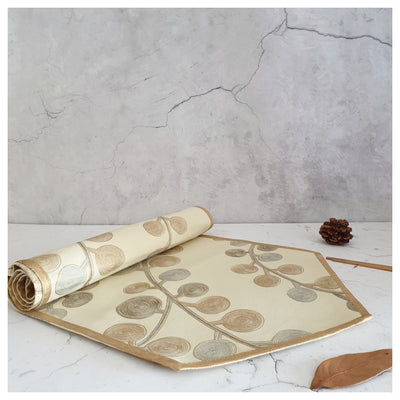 TABLE RUNNER IN COTTON - GOLD LEAF