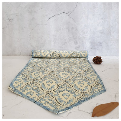 TABLE RUNNER IN COTTON - MYKONOS BLUE