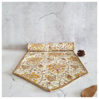 TABLE RUNNER IN COTTON - FLORAL ACORN