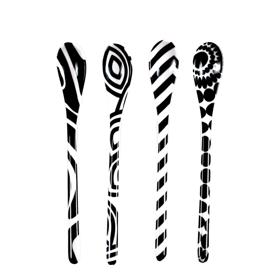 French Bull Dessert Spoon Set - Black &amp; White